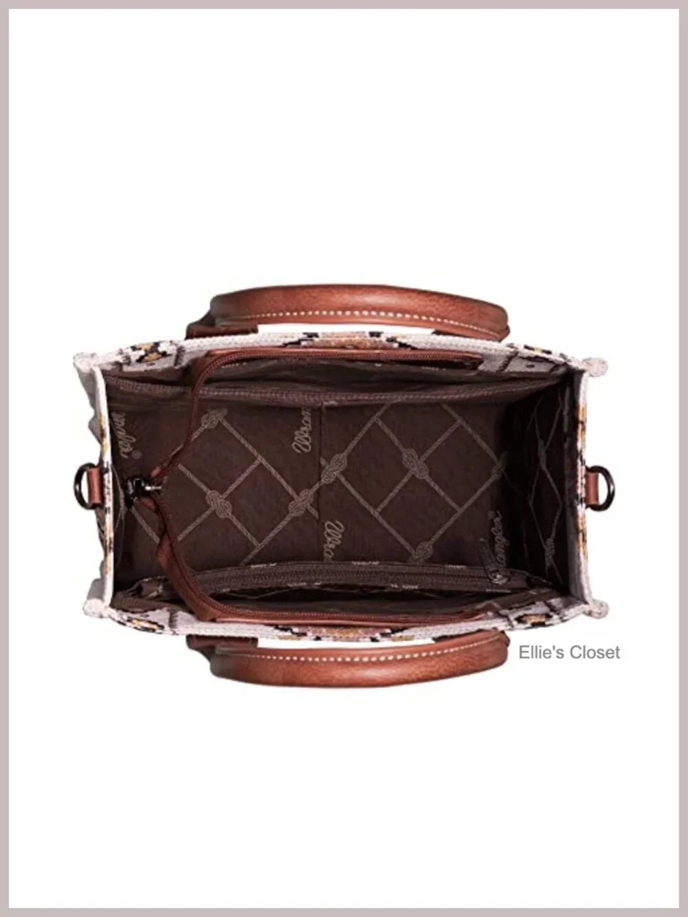 Western Aztec Cotton Canvas Tote Satchel with Detachable Crossbody Strap